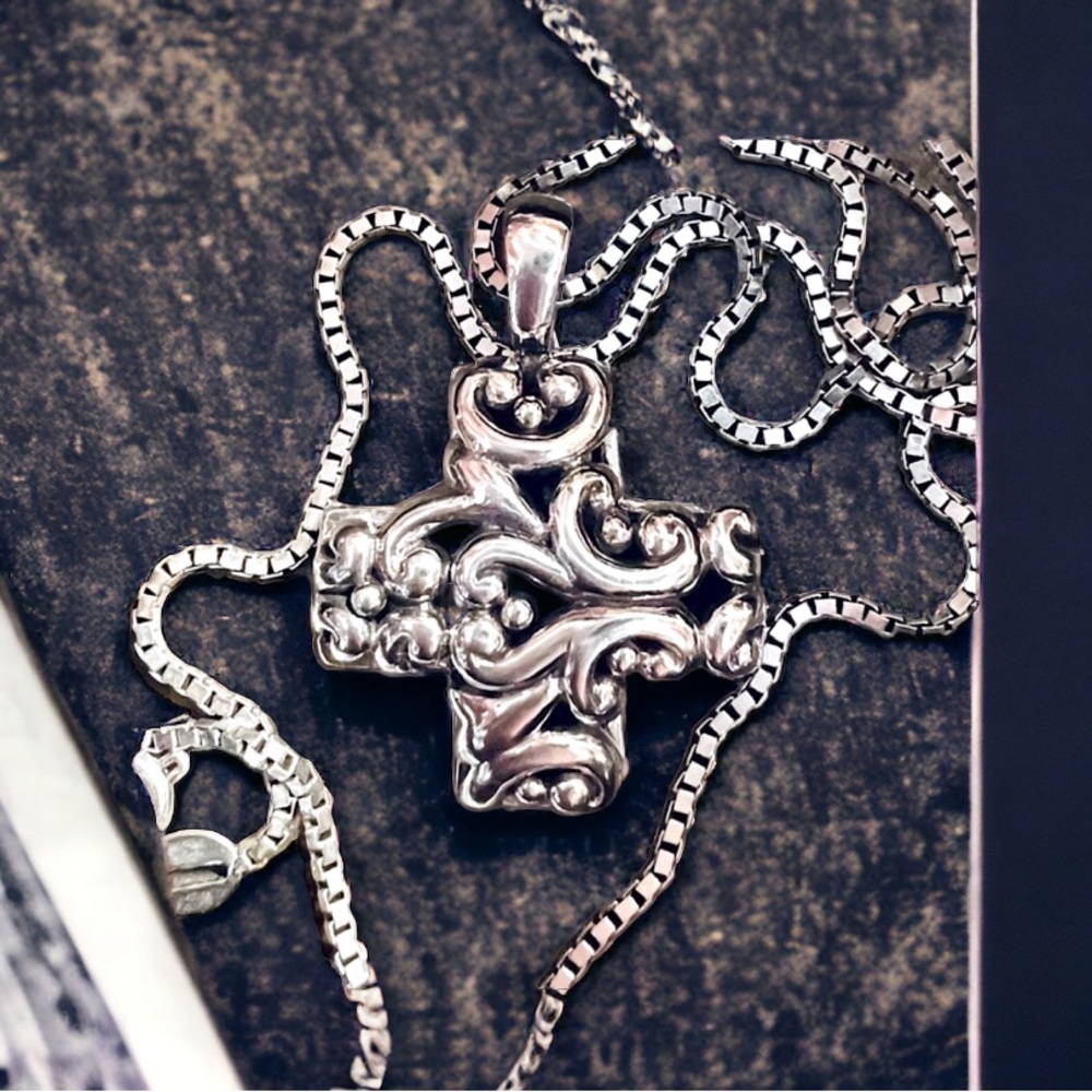 Vintage Handmade Unique Cross Pendant Solid 925 Sterling Silver